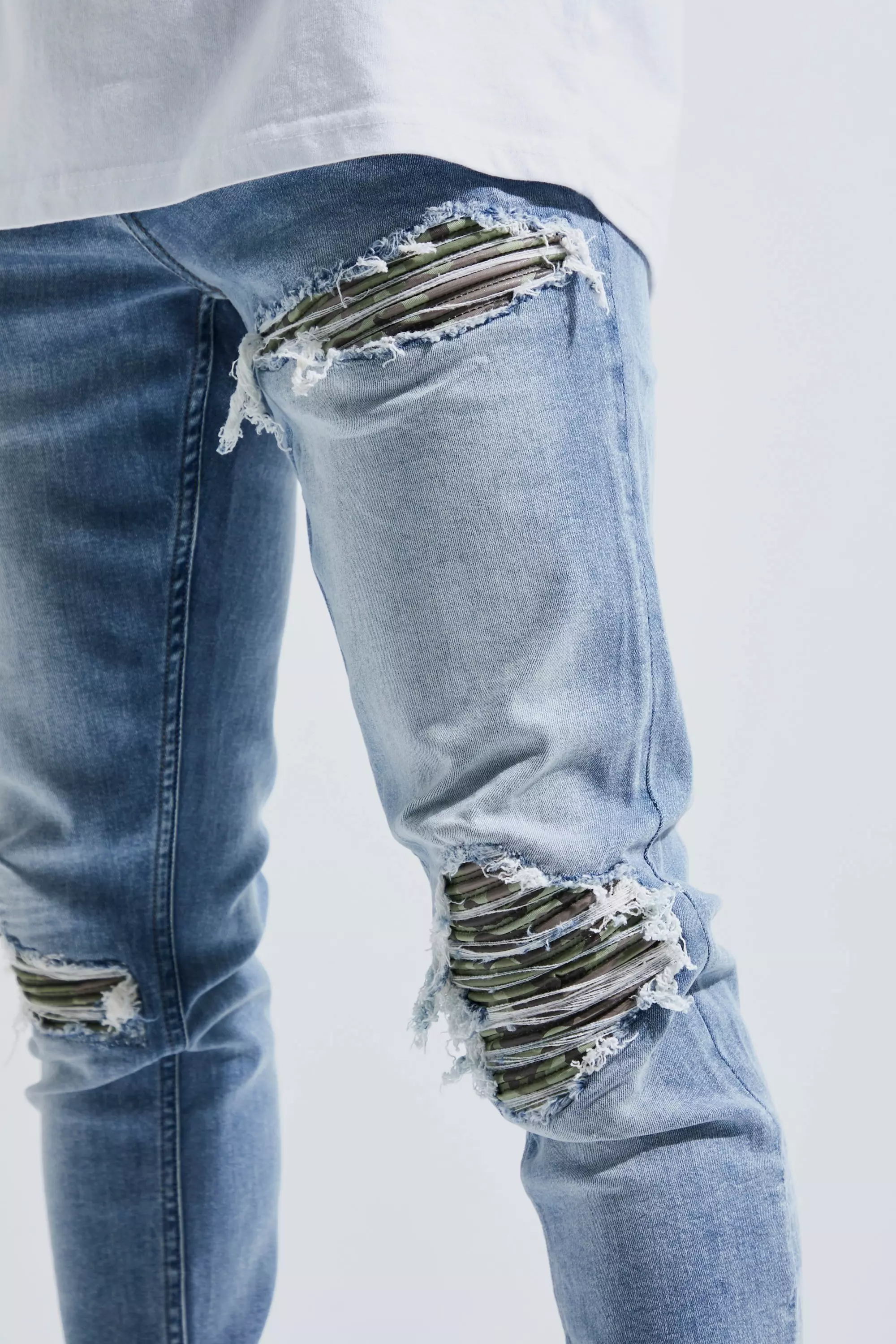 Camo ripped clearance skinny jeans mens